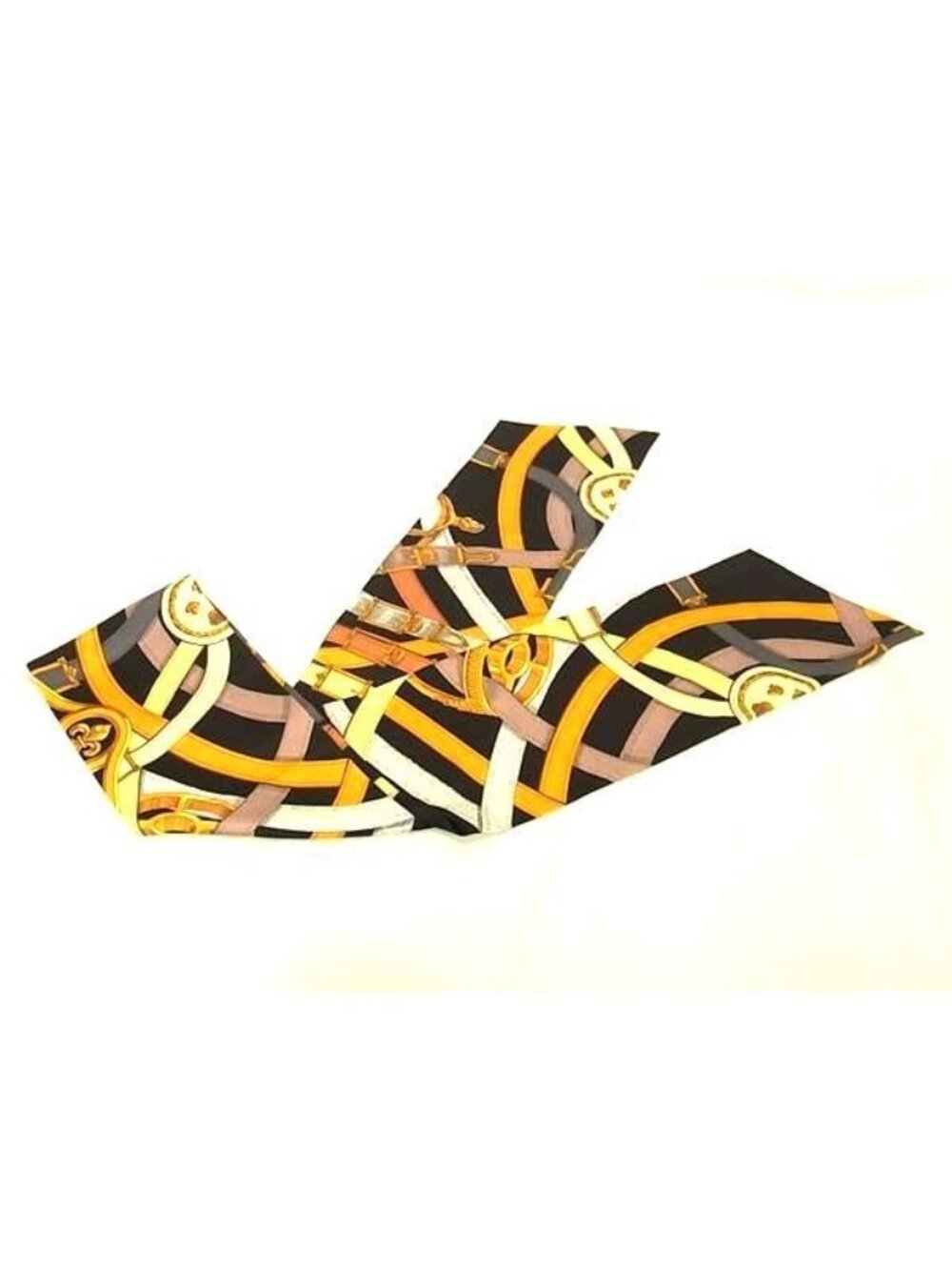 Hermes Cavalcadour Maxi Twilly Silk Scarf Black Multicolor - Picture 2 of 4